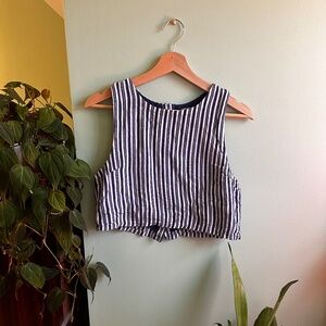 Striped Crop Top with Button Back